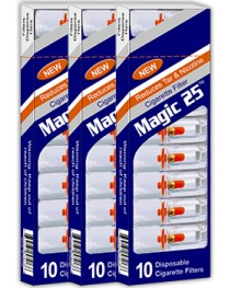 Magic 25 Disposable Cigarette Filters 3 Packs (10 Filters Per Pack)