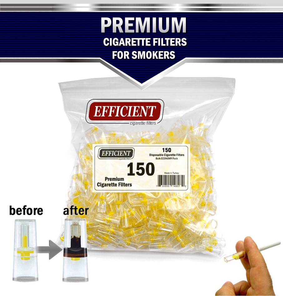 Efficient Disposable Cigarette Filters -  Bulk Economy Pack (900 filters) with Free 150 Filter Tips