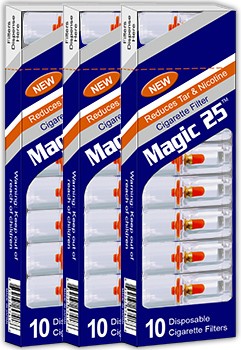 Magic 25 Disposable Cigarette Filters 3 Packs (10 Filters Per Pack)