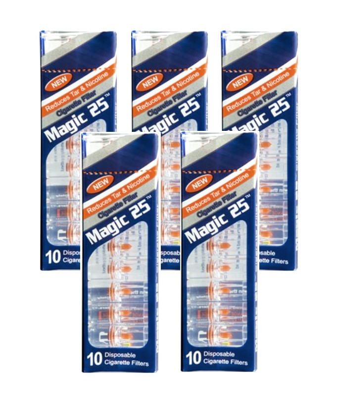 Magic 25 Disposable Cigarette Filters 5 Packs (10 Filters Per Pack)